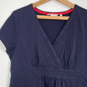 Boden Navy Blue Jersey Dress Surplice V-Neck Size 14 Preppy